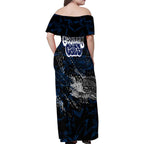 Geelong Cats Family Matching Off Shoulder Maxi Dress and Hawaiian Shirt Urban Graffiti Street Art - Bold Abstract Spray Paint