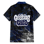 Geelong Cats Family Matching Off Shoulder Short Dress and Hawaiian Shirt Urban Graffiti Street Art - Bold Abstract Spray Paint