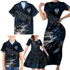 Geelong Cats Family Matching Short Sleeve Bodycon Dress and Hawaiian Shirt Urban Graffiti Street Art - Bold Abstract Spray Paint