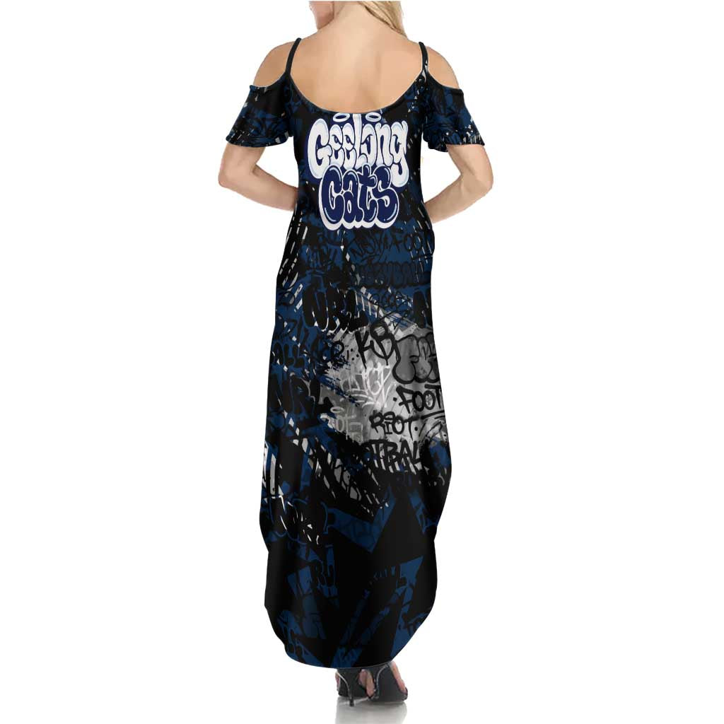 Geelong Cats Family Matching Summer Maxi Dress and Hawaiian Shirt Urban Graffiti Street Art - Bold Abstract Spray Paint