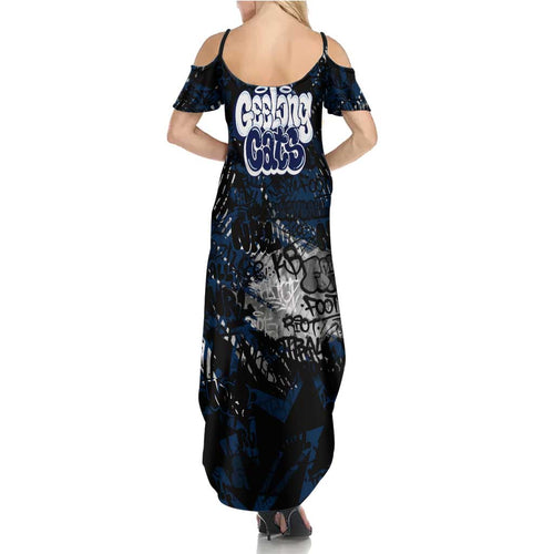 Geelong Cats Family Matching Summer Maxi Dress and Hawaiian Shirt Urban Graffiti Street Art - Bold Abstract Spray Paint