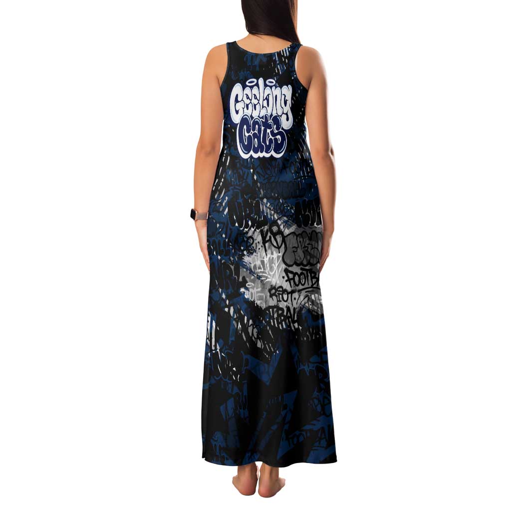 Geelong Cats Family Matching Tank Maxi Dress and Hawaiian Shirt Urban Graffiti Street Art - Bold Abstract Spray Paint