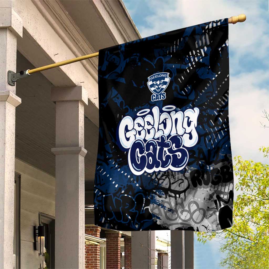 Geelong Cats Garden Flag Urban Graffiti Street Art - Bold Abstract Spray Paint