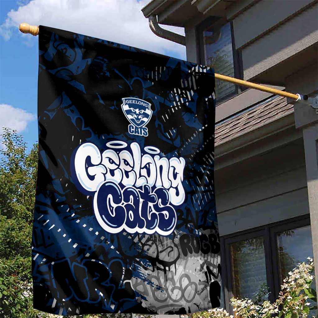 Geelong Cats Garden Flag Urban Graffiti Street Art - Bold Abstract Spray Paint
