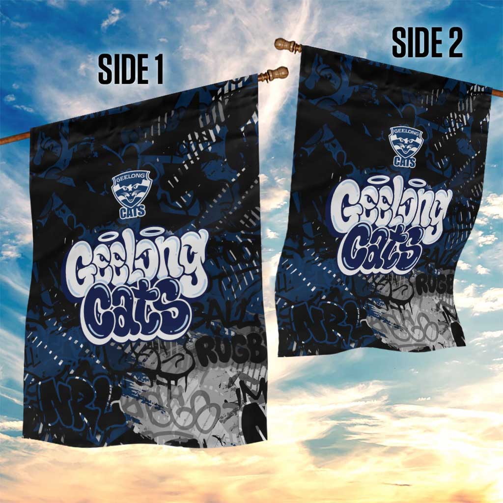Geelong Cats Garden Flag Urban Graffiti Street Art - Bold Abstract Spray Paint