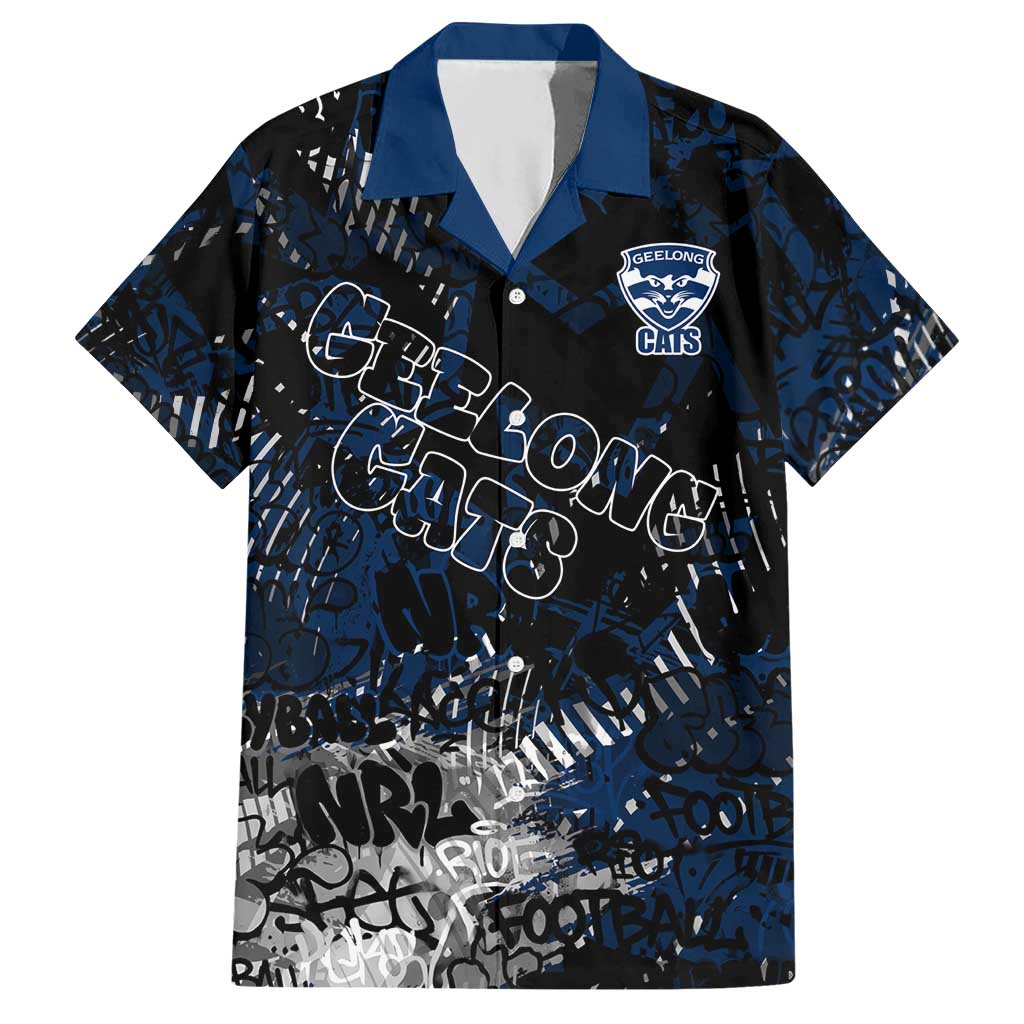 Geelong Cats Hawaiian Shirt Urban Graffiti Street Art - Bold Abstract Spray Paint