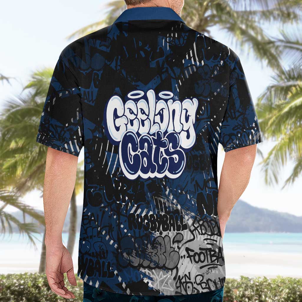 Geelong Cats Hawaiian Shirt Urban Graffiti Street Art - Bold Abstract Spray Paint