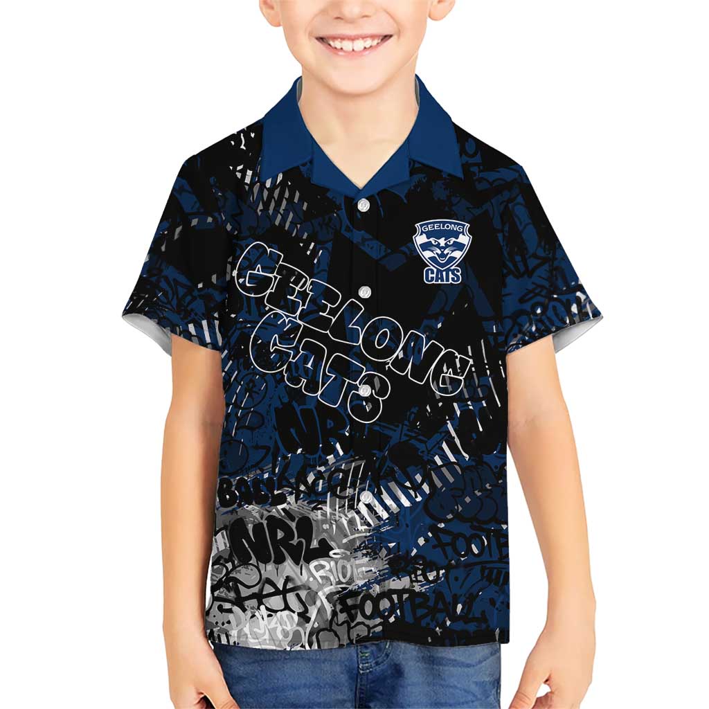 Geelong Cats Hawaiian Shirt Urban Graffiti Street Art - Bold Abstract Spray Paint