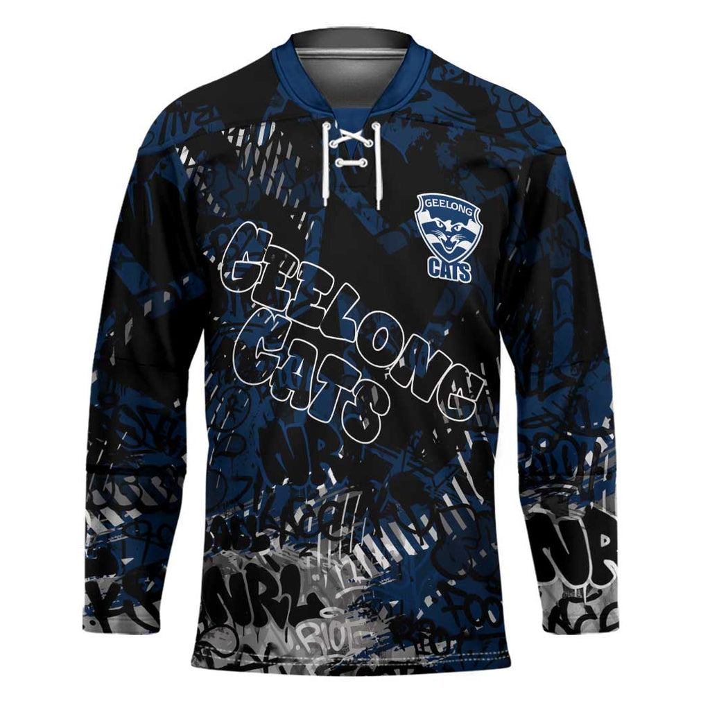 Geelong Cats Hockey Jersey Urban Graffiti Street Art - Bold Abstract Spray Paint