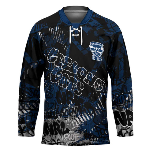 Geelong Cats Hockey Jersey Urban Graffiti Street Art - Bold Abstract Spray Paint