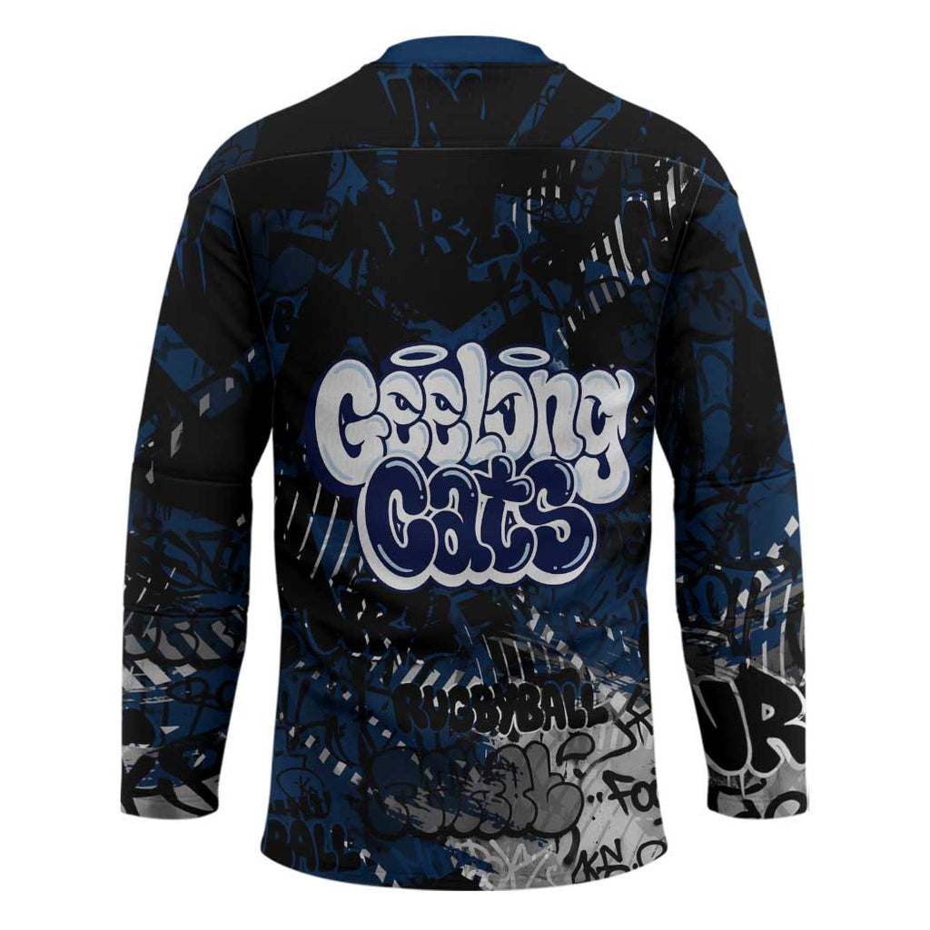 Geelong Cats Hockey Jersey Urban Graffiti Street Art - Bold Abstract Spray Paint