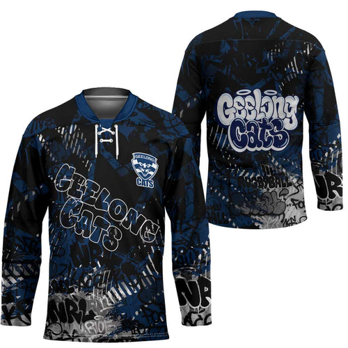 Geelong Cats Hockey Jersey Urban Graffiti Street Art - Bold Abstract Spray Paint