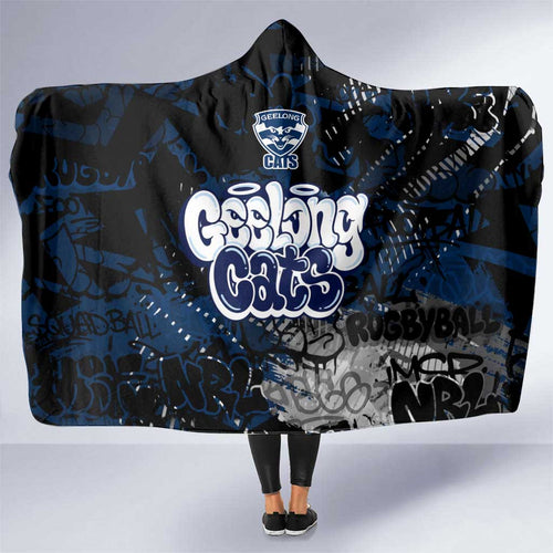 Geelong Cats Hooded Blanket Urban Graffiti Street Art - Bold Abstract Spray Paint