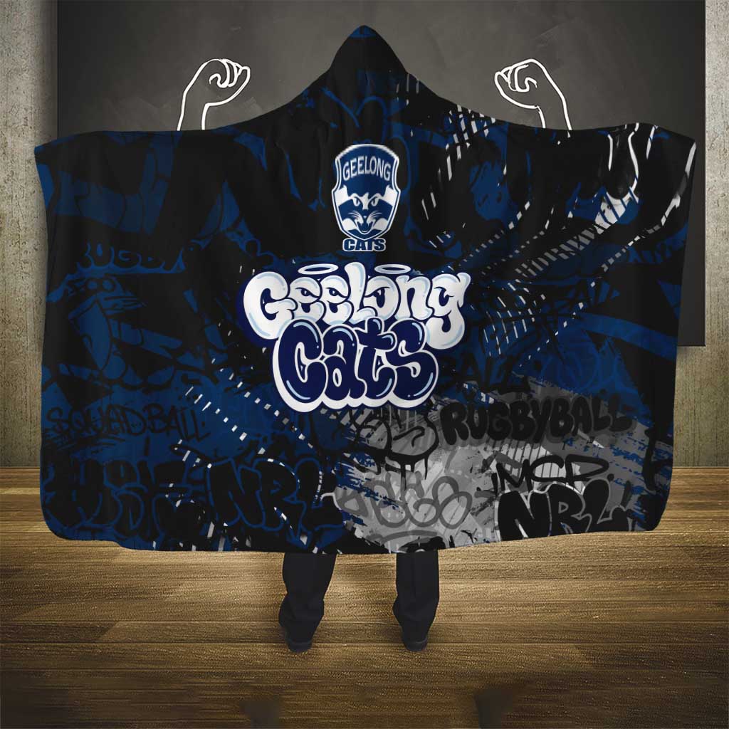 Geelong Cats Hooded Blanket Urban Graffiti Street Art - Bold Abstract Spray Paint