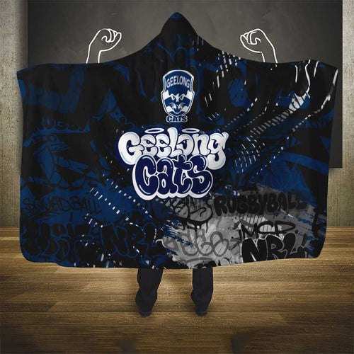 Geelong Cats Hooded Blanket Urban Graffiti Street Art - Bold Abstract Spray Paint