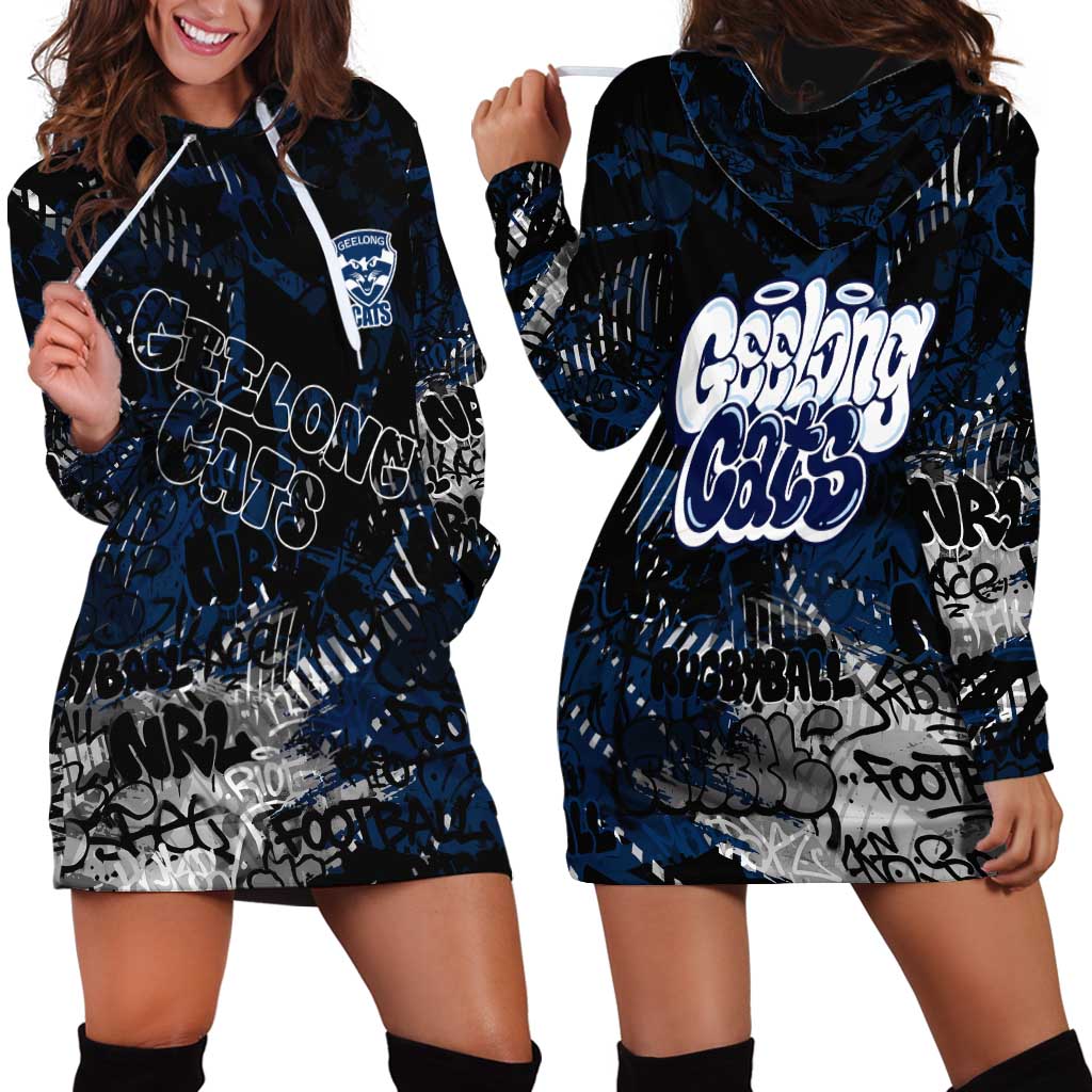 Geelong Cats Hoodie Dress Urban Graffiti Street Art - Bold Abstract Spray Paint