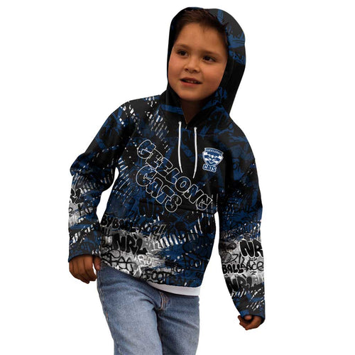 Geelong Cats Kid Hoodie Urban Graffiti Street Art - Bold Abstract Spray Paint