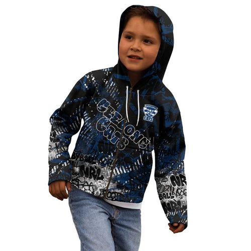 Geelong Cats Kid Hoodie Urban Graffiti Street Art - Bold Abstract Spray Paint