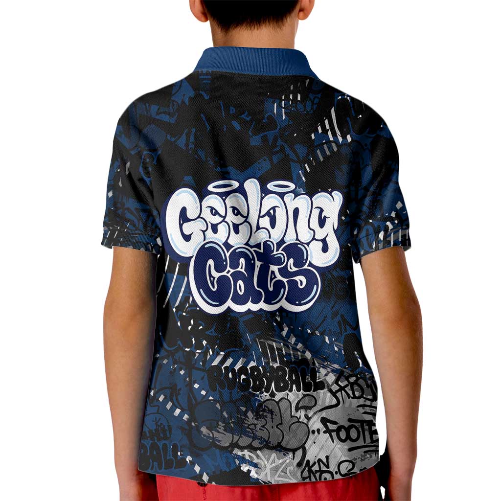 Geelong Cats Kid Polo Shirt Urban Graffiti Street Art - Bold Abstract Spray Paint