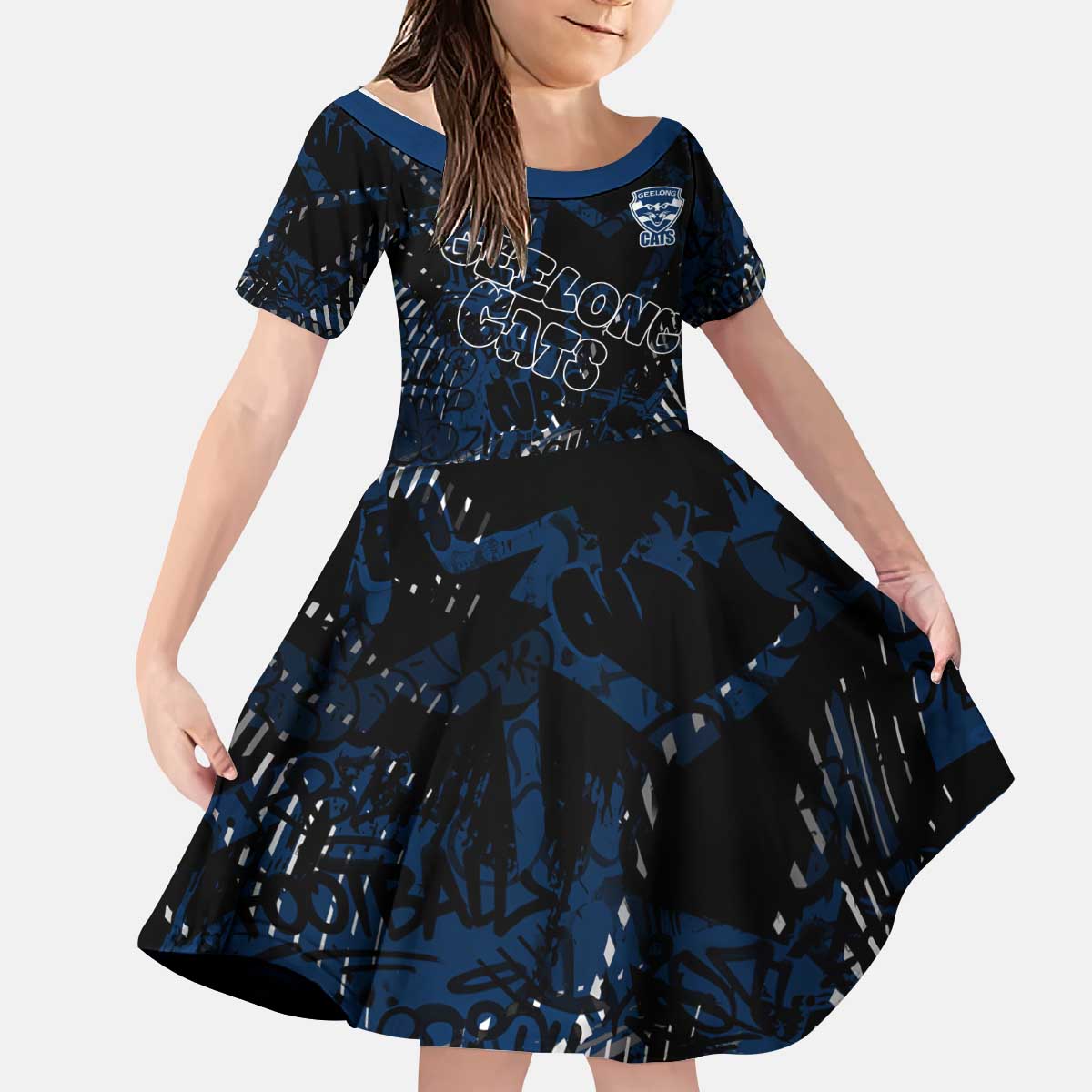 Geelong Cats Kid Short Sleeve Dress Urban Graffiti Street Art - Bold Abstract Spray Paint