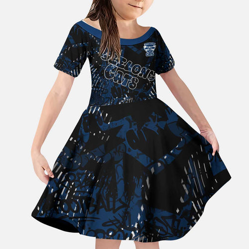 Geelong Cats Kid Short Sleeve Dress Urban Graffiti Street Art - Bold Abstract Spray Paint