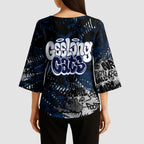 Geelong Cats Kimono Sleeve Blouse Urban Graffiti Street Art - Bold Abstract Spray Paint