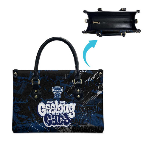 Geelong Cats Leather Bag Urban Graffiti Street Art - Bold Abstract Spray Paint