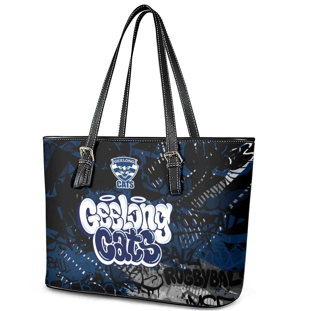 Geelong Cats Leather Tote Bag Urban Graffiti Street Art - Bold Abstract Spray Paint