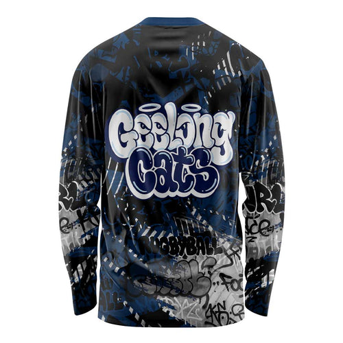 Geelong Cats Long Sleeve Shirt Urban Graffiti Street Art - Bold Abstract Spray Paint