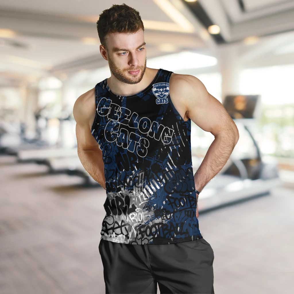 Geelong Cats Men Tank Top Urban Graffiti Street Art - Bold Abstract Spray Paint