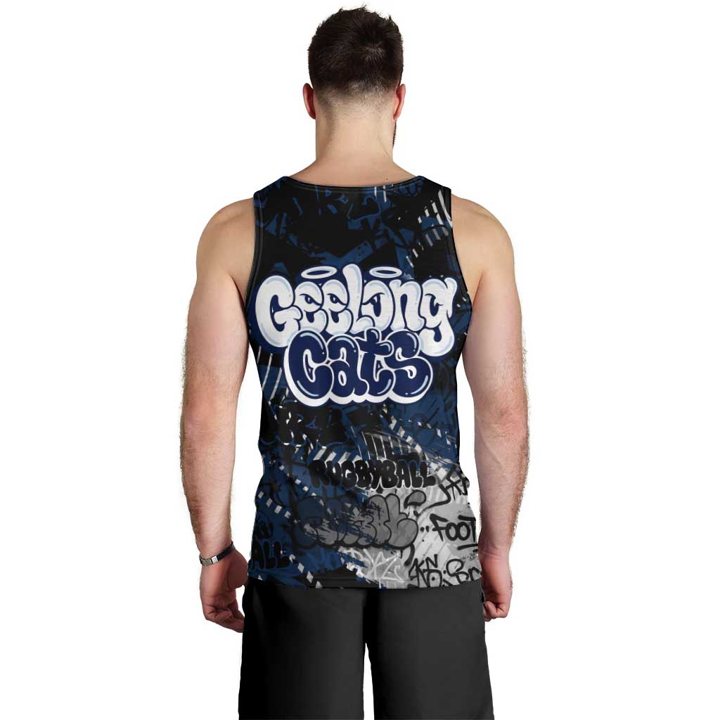 Geelong Cats Men Tank Top Urban Graffiti Street Art - Bold Abstract Spray Paint