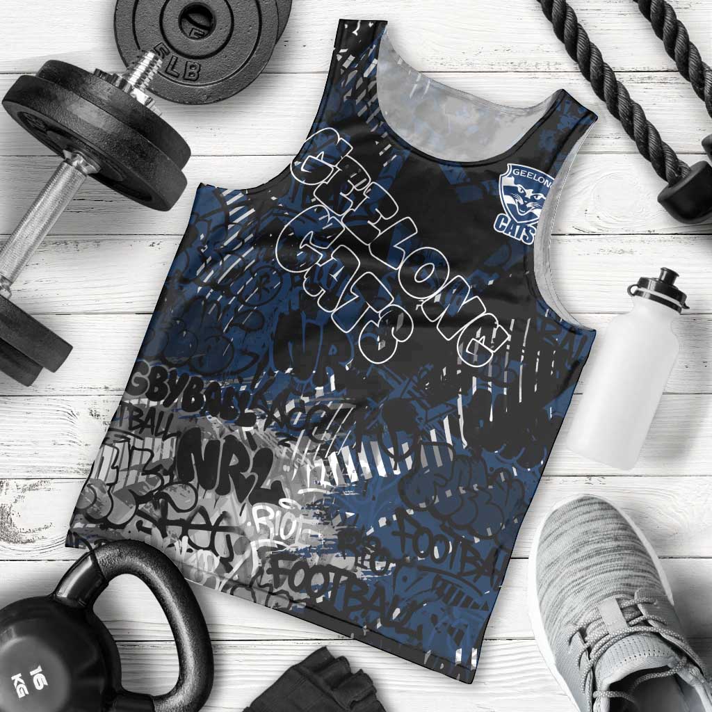 Geelong Cats Men Tank Top Urban Graffiti Street Art - Bold Abstract Spray Paint