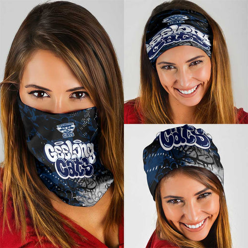 Geelong Cats Neck Gaiter Urban Graffiti Street Art - Bold Abstract Spray Paint