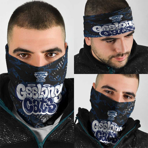 Geelong Cats Neck Gaiter Urban Graffiti Street Art - Bold Abstract Spray Paint