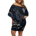 Geelong Cats Off Shoulder Short Dress Urban Graffiti Street Art - Bold Abstract Spray Paint