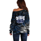 Geelong Cats Off Shoulder Sweater Urban Graffiti Street Art - Bold Abstract Spray Paint