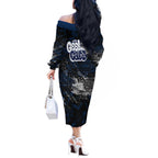 Geelong Cats Off The Shoulder Long Sleeve Dress Urban Graffiti Street Art - Bold Abstract Spray Paint