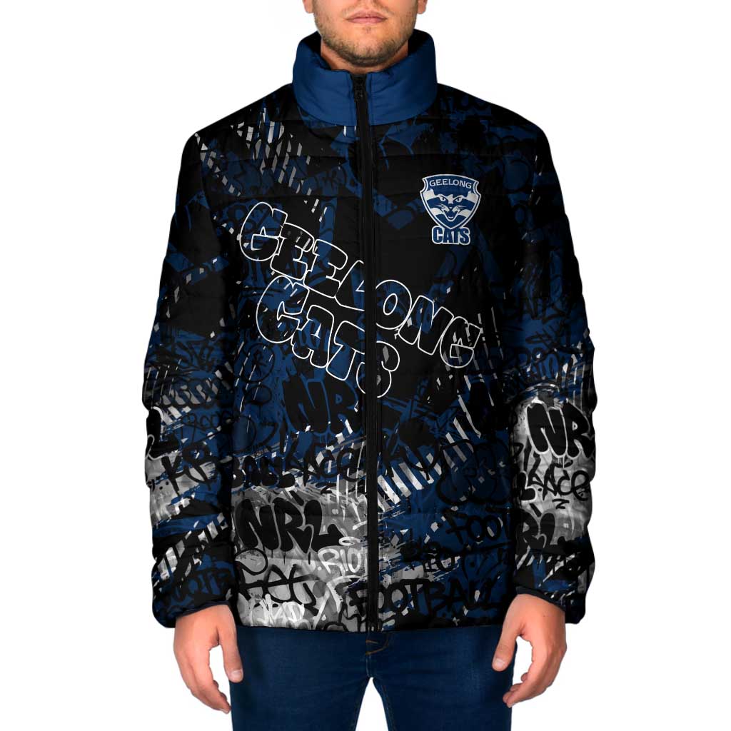 Geelong Cats Padded Jacket Urban Graffiti Street Art - Bold Abstract Spray Paint