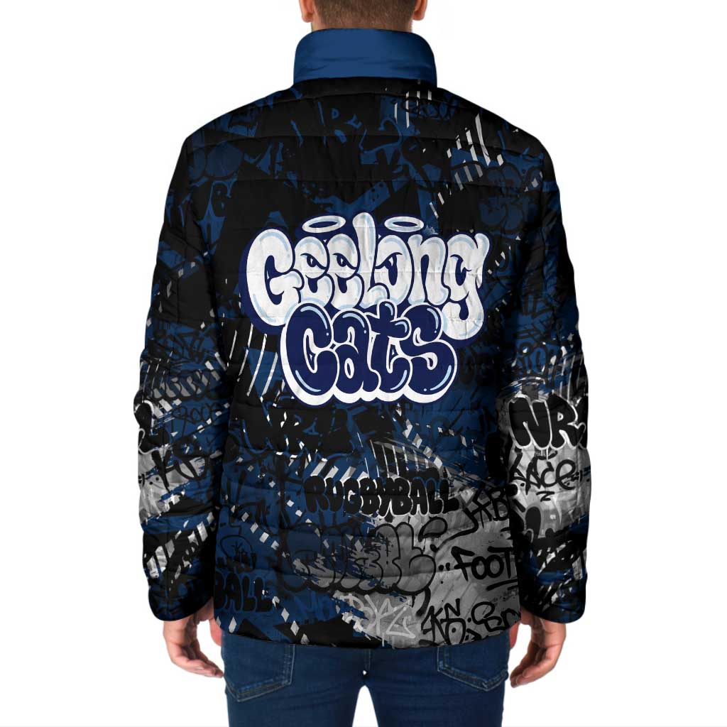 Geelong Cats Padded Jacket Urban Graffiti Street Art - Bold Abstract Spray Paint