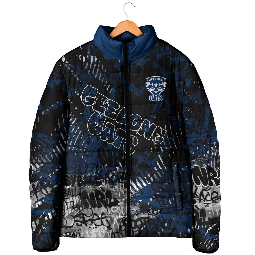 Geelong Cats Padded Jacket Urban Graffiti Street Art - Bold Abstract Spray Paint