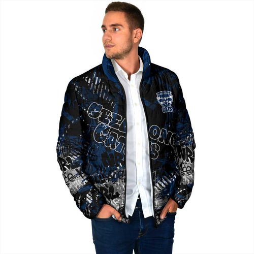 Geelong Cats Padded Jacket Urban Graffiti Street Art - Bold Abstract Spray Paint