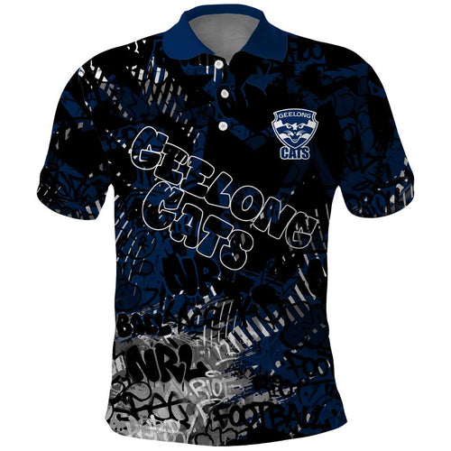 Geelong Cats Polo Shirt Urban Graffiti Street Art - Bold Abstract Spray Paint