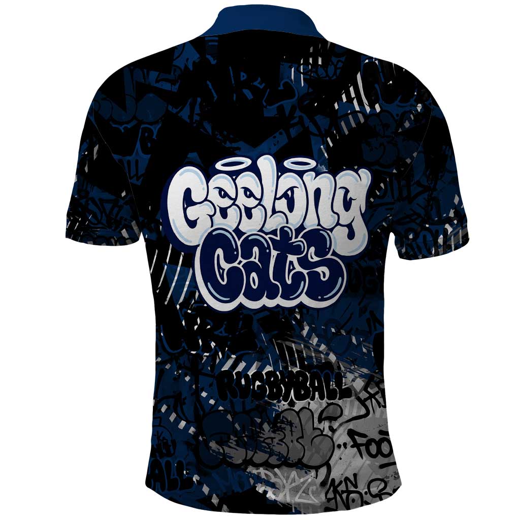 Geelong Cats Polo Shirt Urban Graffiti Street Art - Bold Abstract Spray Paint