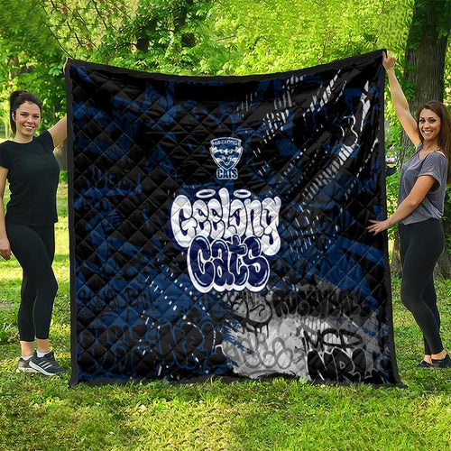 Geelong Cats Quilt Urban Graffiti Street Art - Bold Abstract Spray Paint