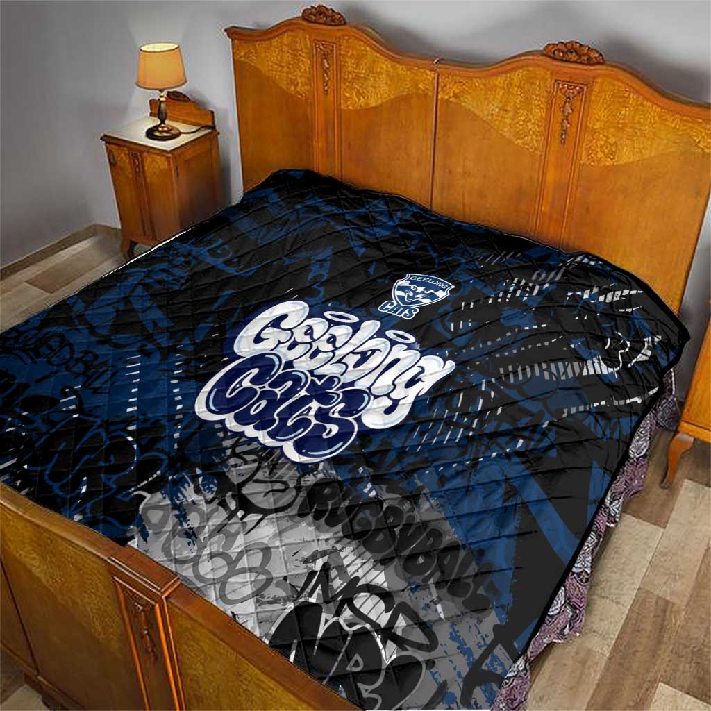 Geelong Cats Quilt Urban Graffiti Street Art - Bold Abstract Spray Paint