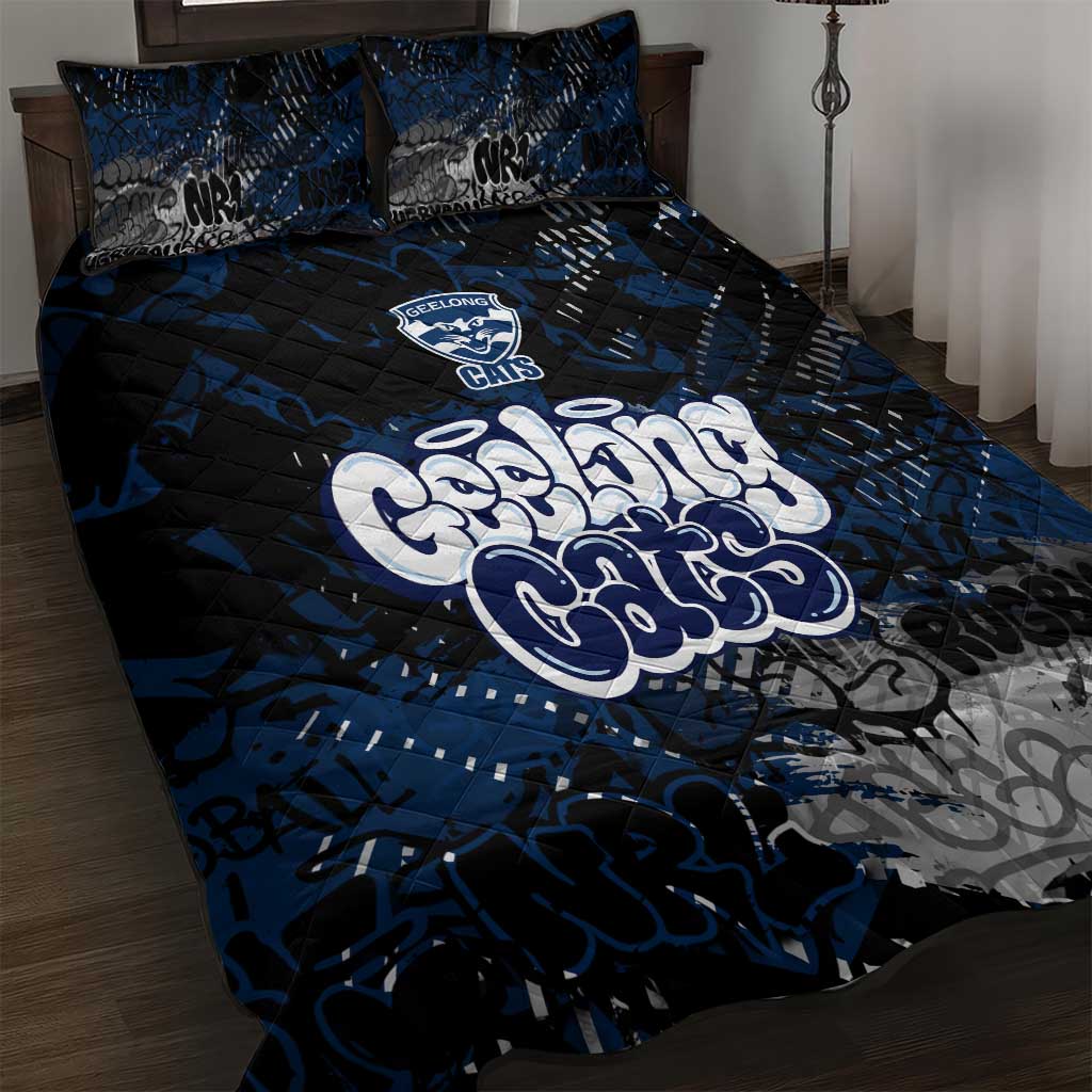 Geelong Cats Quilt Bed Set Urban Graffiti Street Art - Bold Abstract Spray Paint