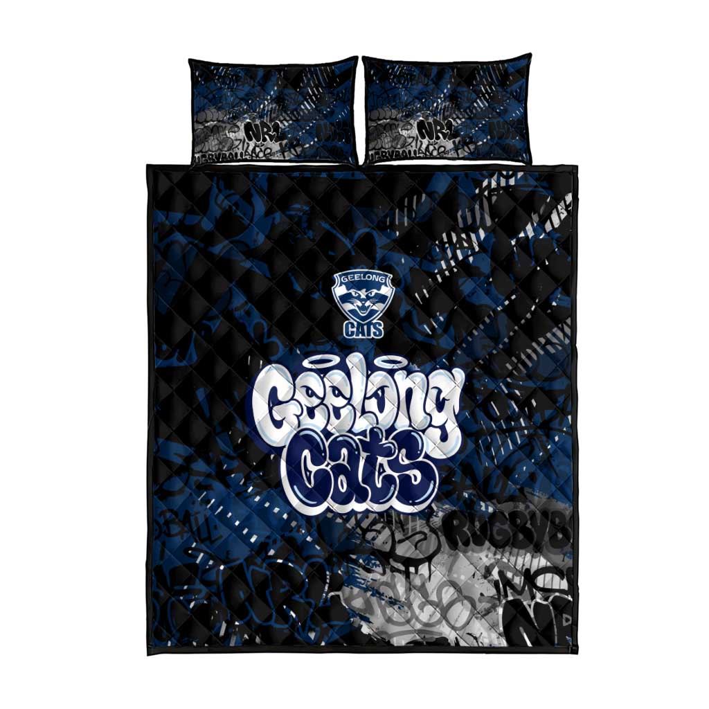 Geelong Cats Quilt Bed Set Urban Graffiti Street Art - Bold Abstract Spray Paint