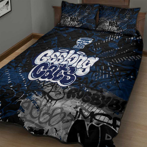 Geelong Cats Quilt Bed Set Urban Graffiti Street Art - Bold Abstract Spray Paint