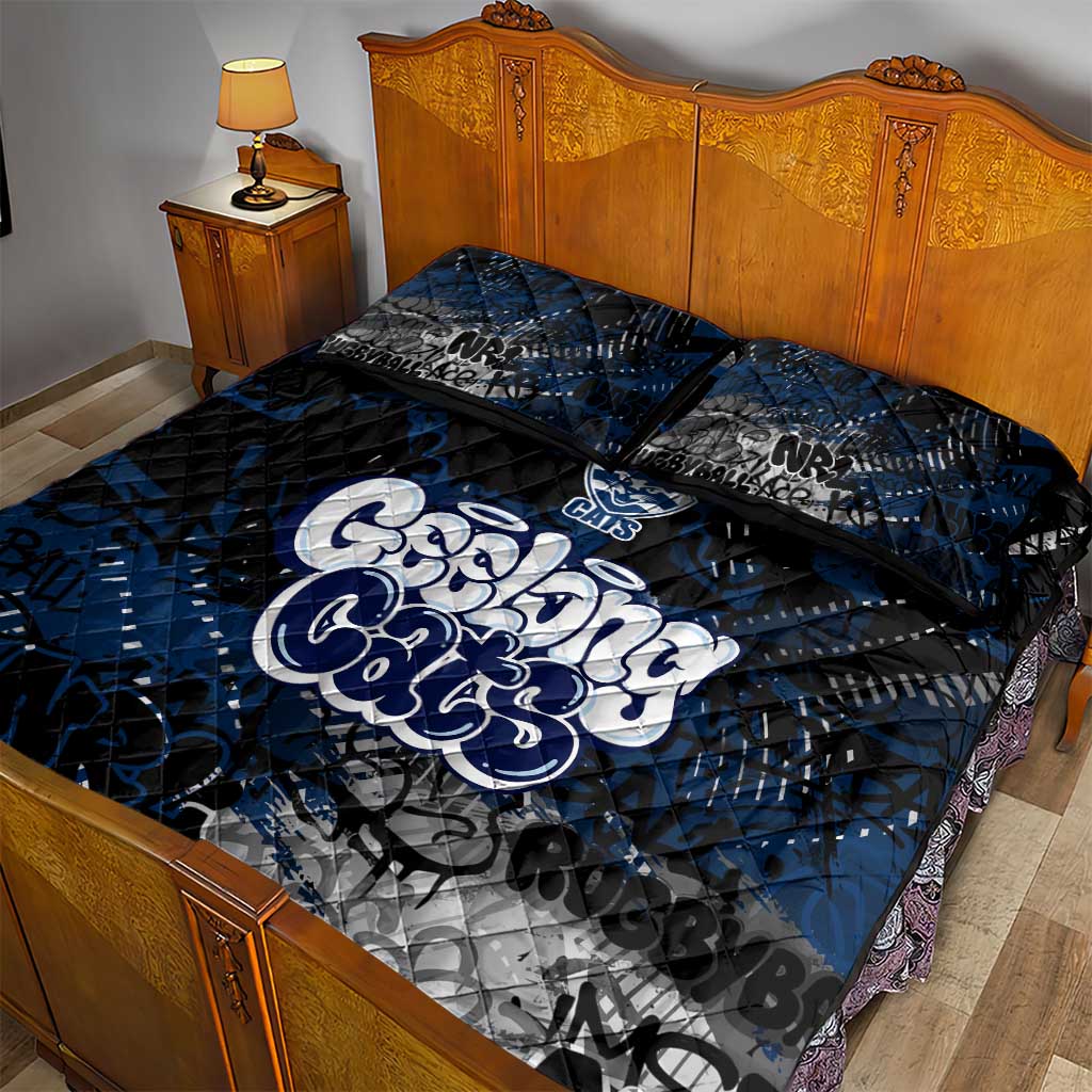 Geelong Cats Quilt Bed Set Urban Graffiti Street Art - Bold Abstract Spray Paint