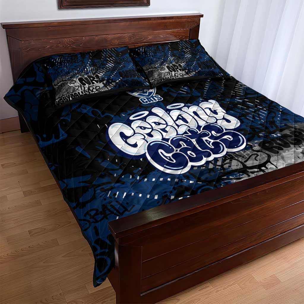 Geelong Cats Quilt Bed Set Urban Graffiti Street Art - Bold Abstract Spray Paint